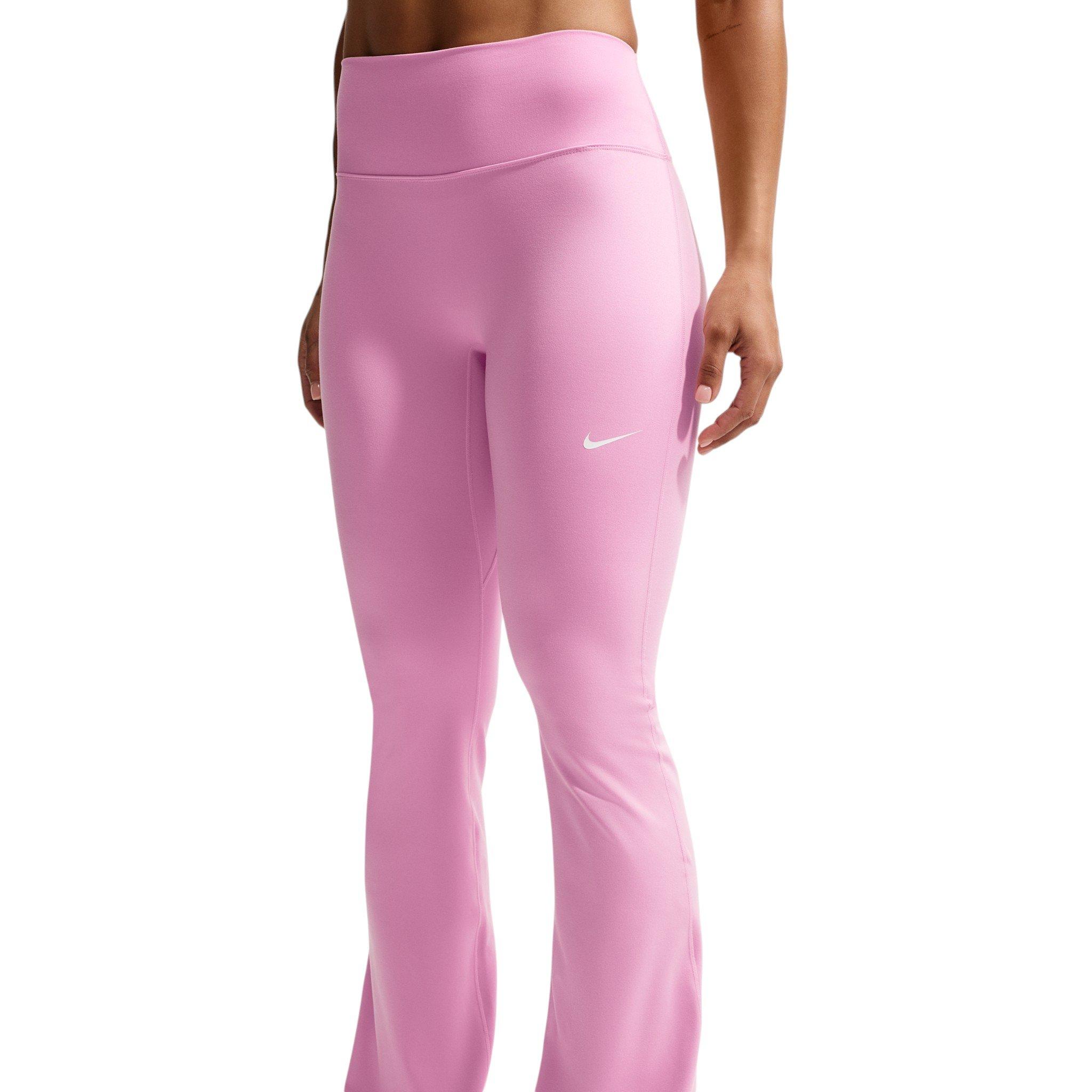 Nike Women's One High-Waisted Flared Leggings - Pink/White - PINK/WHITE
